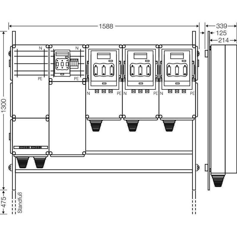 Hensel - Verteilerschrank für Energieversorgung Ladeverteiler Mi EV 140kW 3001 f.3 Abgänge a 140kW