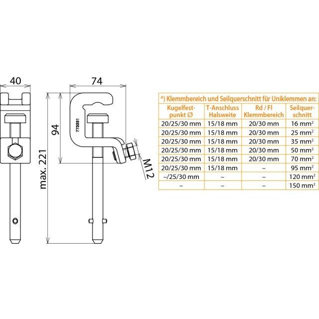 DEHN - Anschlusselement für EuK-Vorrichtung Universalklemme UK 30 SQL D25/30mm T18mm