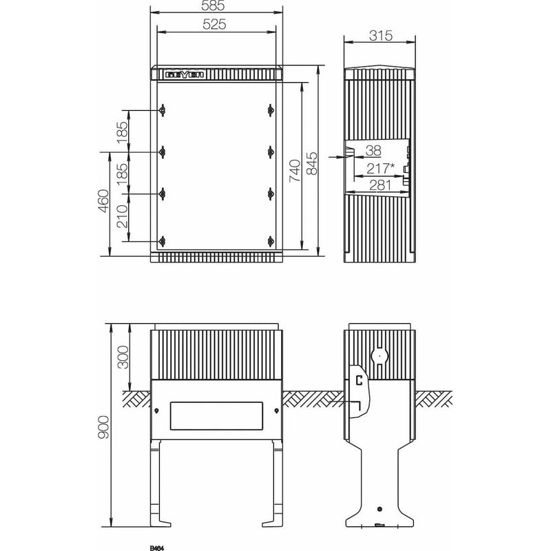 ABN - Sockel/Sockelelement (Schaltschrank) Hochwassersockel Gr.0 FB2 SX030 Höhe 1125mm