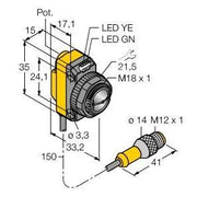 Turck - Reflexions-Lichtschranke Opto Sensor QS18VP6C15YQ5 Winkellichttaster − 1 Stück