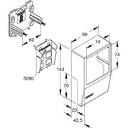 HKL - Geräteträger für Sockelleistenkanal Gerätetank cws 2887NL.6 Ausschnitt 75x75mm − 10 Stück