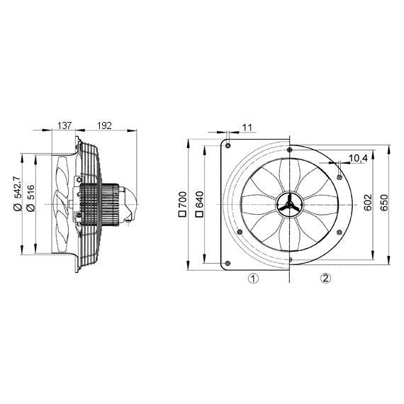 Maico - Wandventilator für Industrie und Gewerbe Ventilator EZQ 50/6 B Hochleistungs-Axial