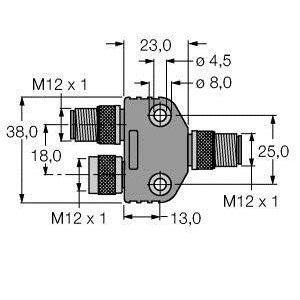 Turck - Passiver Sensor-/Aktor-Verteiler (ohne Leitung) Y-Stück VB2-FSW/FKW/FSW 45 12MBit/s 5Pins