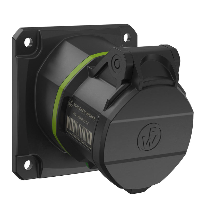 Walther Werke - CEE-Anbausteckdose (IEC 60309) CEE NEO Anbaudose FW510410CC schräg 16A 4P 10h − 10 Stück