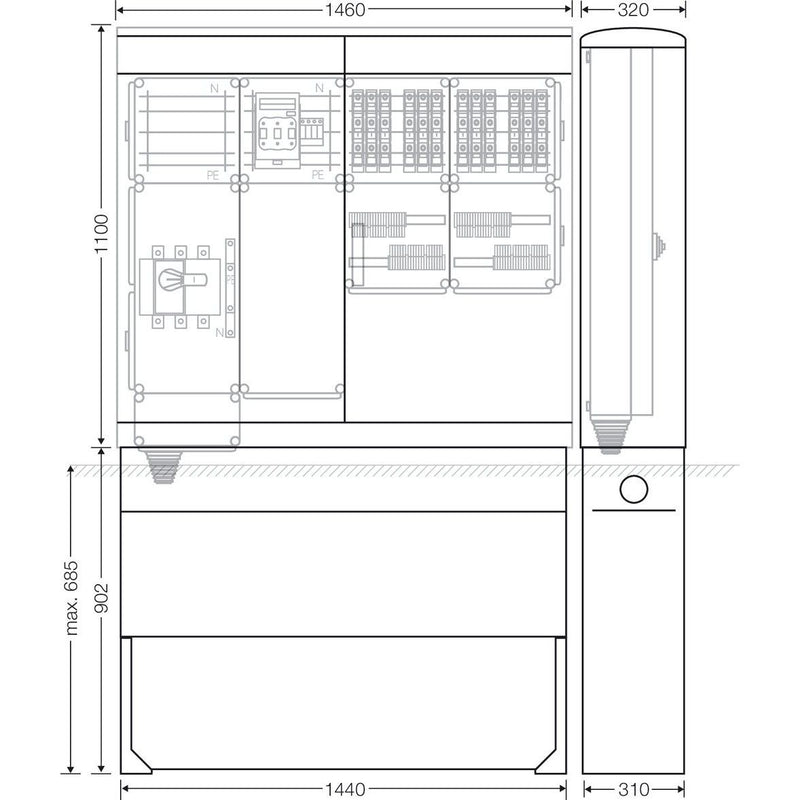 Hensel - Verteilerschrank für Energieversorgung Ladeverteiler Mi EV 11kW 12011 f.12 Ladep. a 11kW
