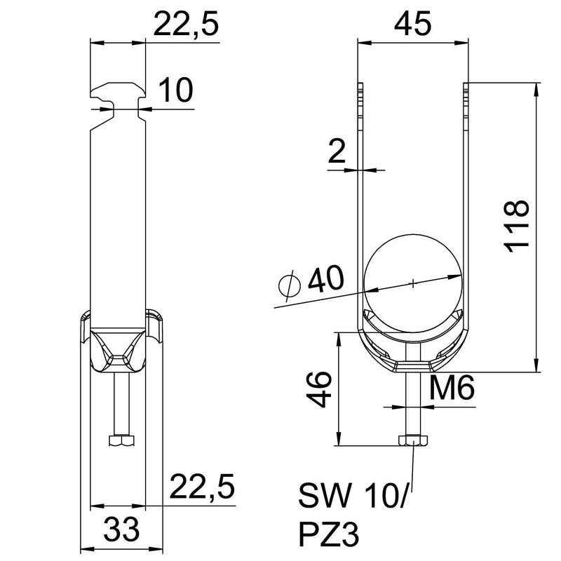 OBO Bettermann - Bügelschelle BS-H2-M-40 FT 2-fach − 50 Stück