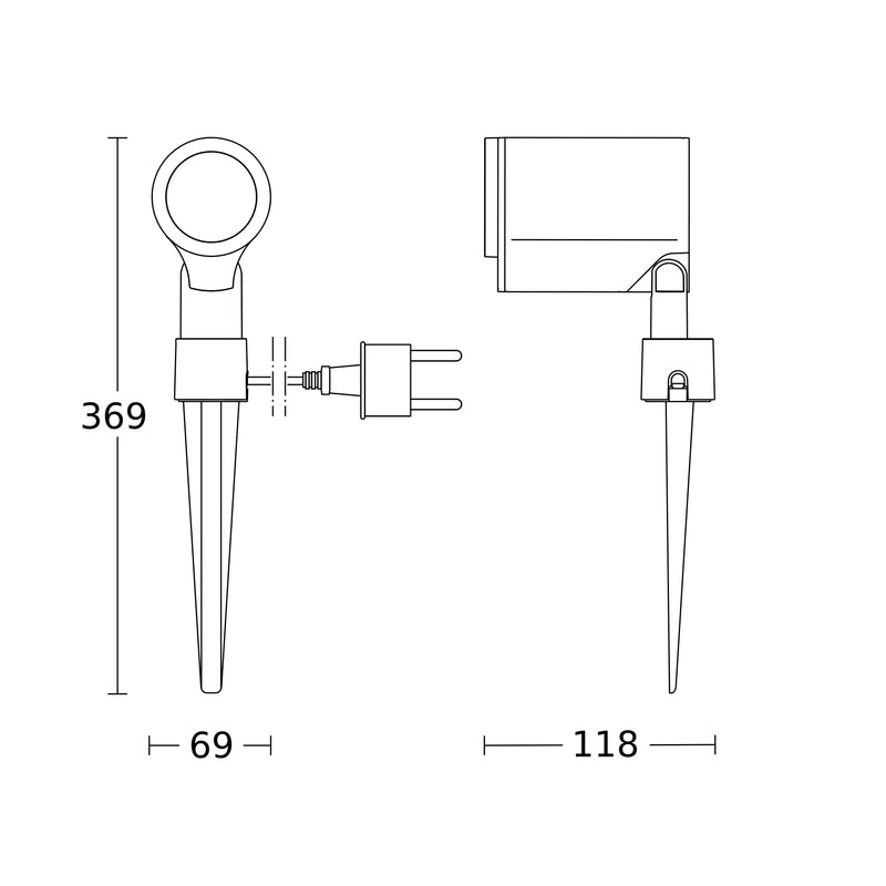 Steinel - Downlight/Strahler/Flutlicht LED-Strahler ohne Sensor Spot Garden N 3000K 140 x 69 x 369 mm  − 1 Stück