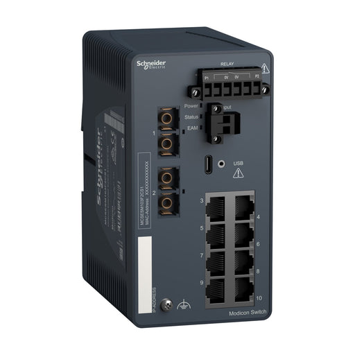 Schneider Electric - Netzwerk Switch Modicon Extended Managed MCSESM103F2CS1 Switch 8Ports Kupfer