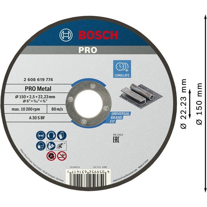 Bosch - Trenn-/Schleifscheibe PRO Metal Trennscheibe, 2608619774 150 x 2.5 x 22.23 mm