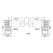 WAGO - Patchkabel Kupfer Industrie ETHERNET-Leitung M12D-St. 756-1204/060-010 winklig,grün − 1 Stück