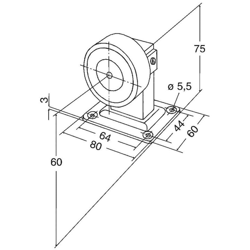 Assa Abloy effeff - Haftmagnet für Türfeststellanlage Magnet 830 BWK 800N Bo/Wa 830-8BWK----F90 24V kurzer Fuß