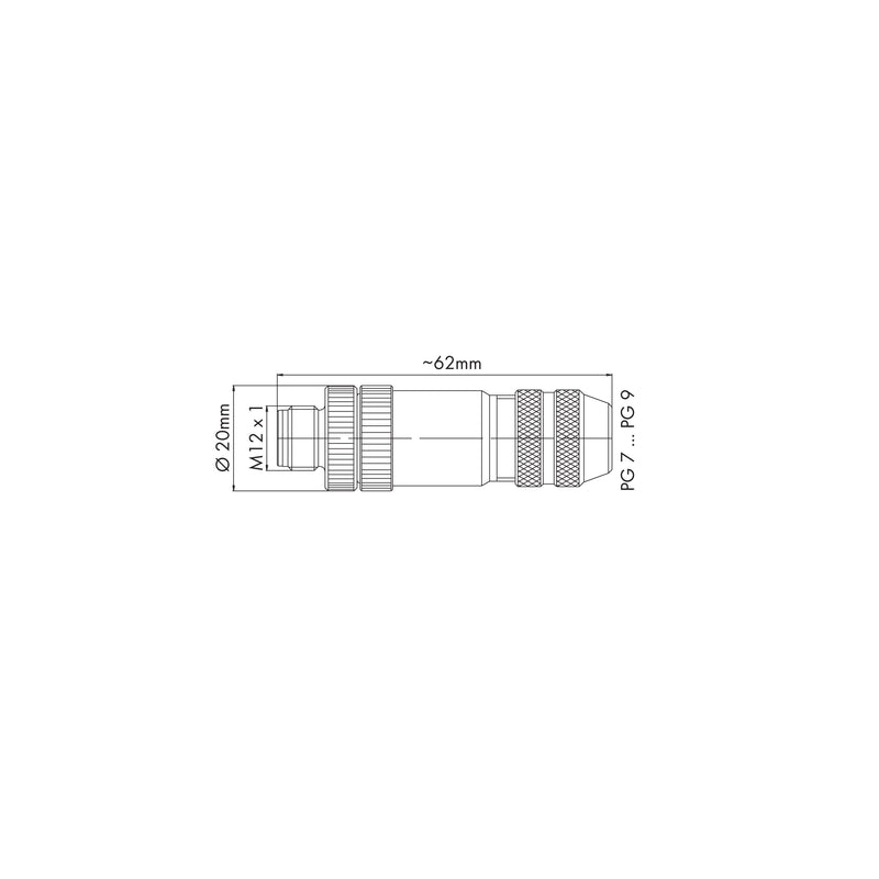 WAGO - Zubehör/Ersatzteile für Steuerungen M12-Stecker axial 5-polig 756-9411/060-000 axial,5-polig − 1 Stück