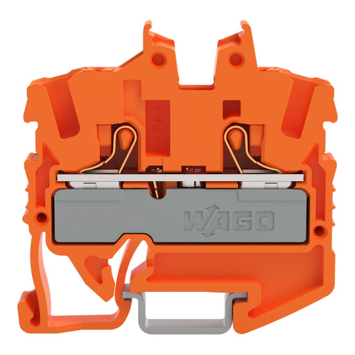 WAGO - Durchgangs-Reihenklemme 2-LeiterMini-Durchgangskl. 2252-1202 Drücker,2,5 mm²,or − 100 Stück
