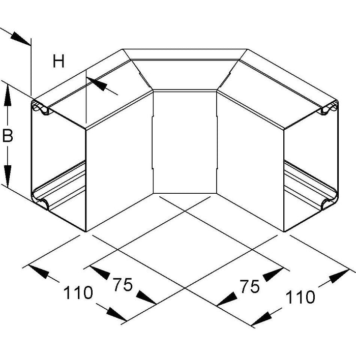 Niedax - Außeneck für Leitungsführungskanal Außeneck, 90 Grad LUAD 60.060  − 1 Stück
