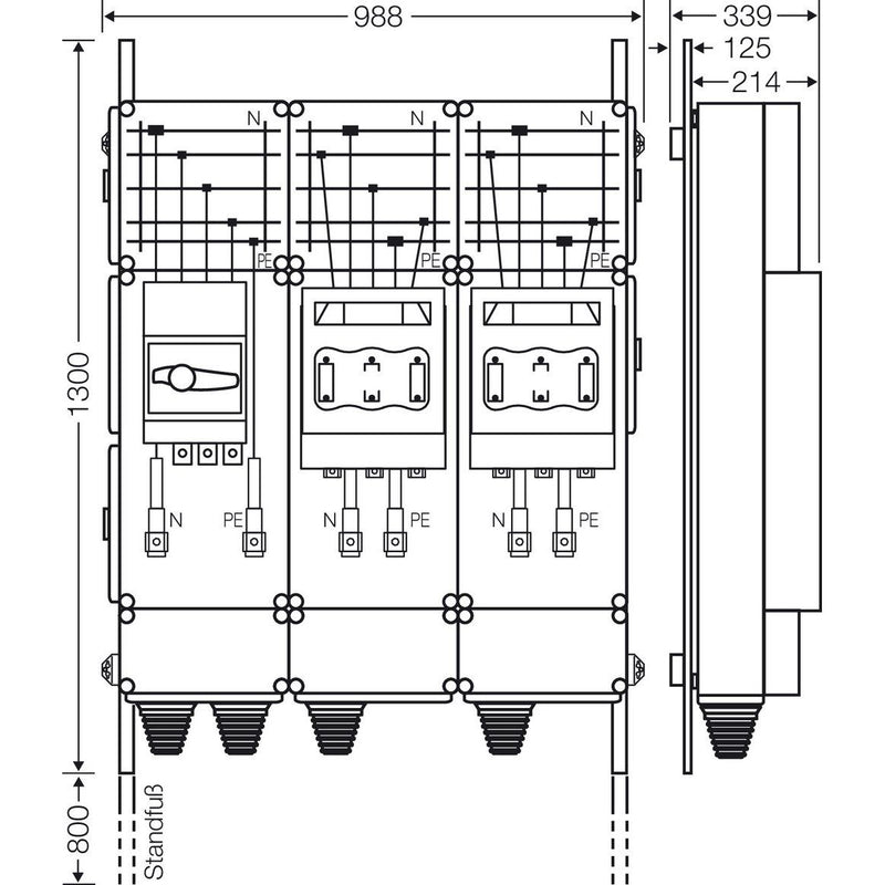 Hensel - Verteilerschrank für Energieversorgung Ladeverteiler Mi EV 200kW 2000 b. z. 2 Ladepunkte