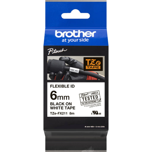 Brother - Schriftband Schriftbandkassette TZe-FX211 BF.weiß/DF.schwarz