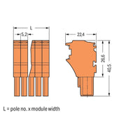 WAGO - Ein- und mehrpolige Klemmenleiste 1-Leiter-Federleiste 2022-105/000-012 CAGECLAMP,4mm²,or − 50 Stück