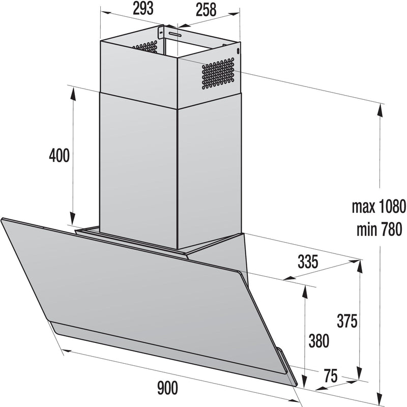 Gorenje - Dunstabzugshaube Kaminhaube kopffrei W9TB 90cm,sw