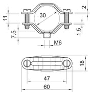 OBO Bettermann - Befestigungsschelle für Kabel/Rohre Abstandsschelle 2071 M6 G galv.vz − 50 Stück
