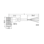 WAGO - Konfektioniertes Sensor-Aktor-Kabel Power-Leitung M12A-Bu. 756-3102/040-200 winklig,4-polig − 1 Stück