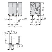 WAGO - Leiterplattenklemme 16mm² 2636-3104/010-000 Rastermaß 10mm,gr − 25 Stück