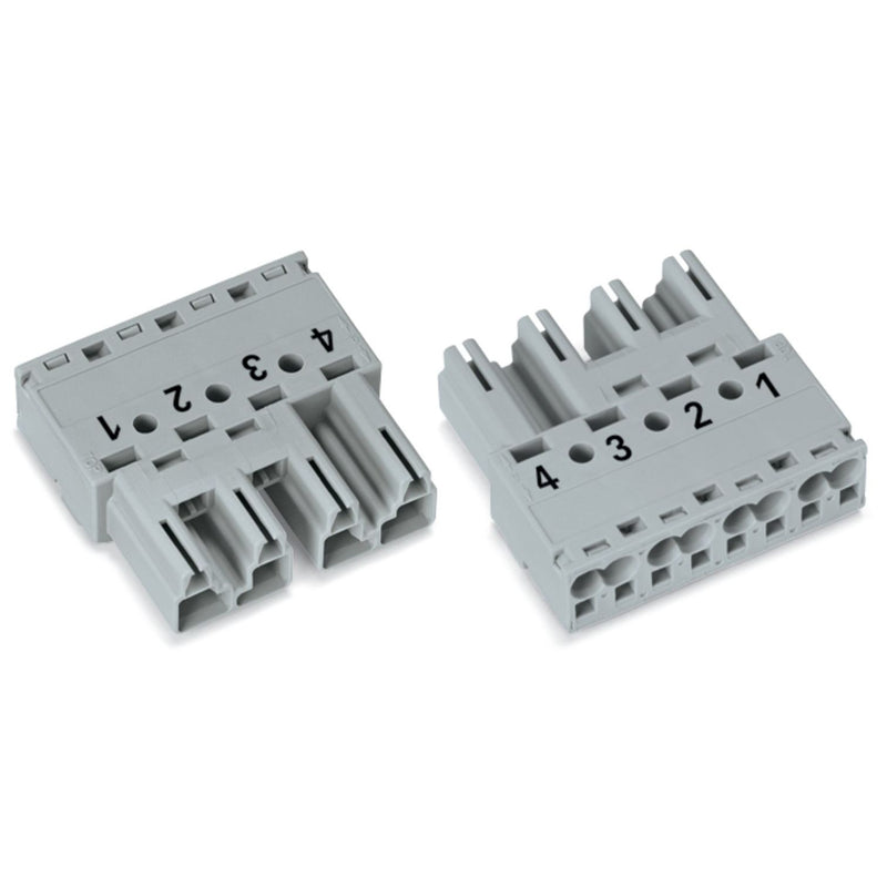 WAGO - Steckverbinder für steckbare Gebäudeinstallation Stecker 4-polig 770-254 Kod. B,grau − 50 Stück