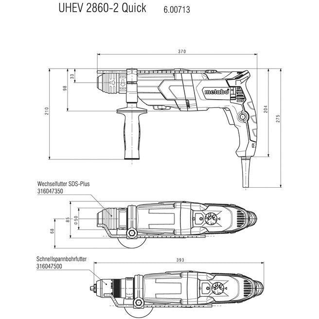 Metabowerke - Bohr- und Meißelhammer (elektrisch) Multihammer UHEV 2860-2 Quick