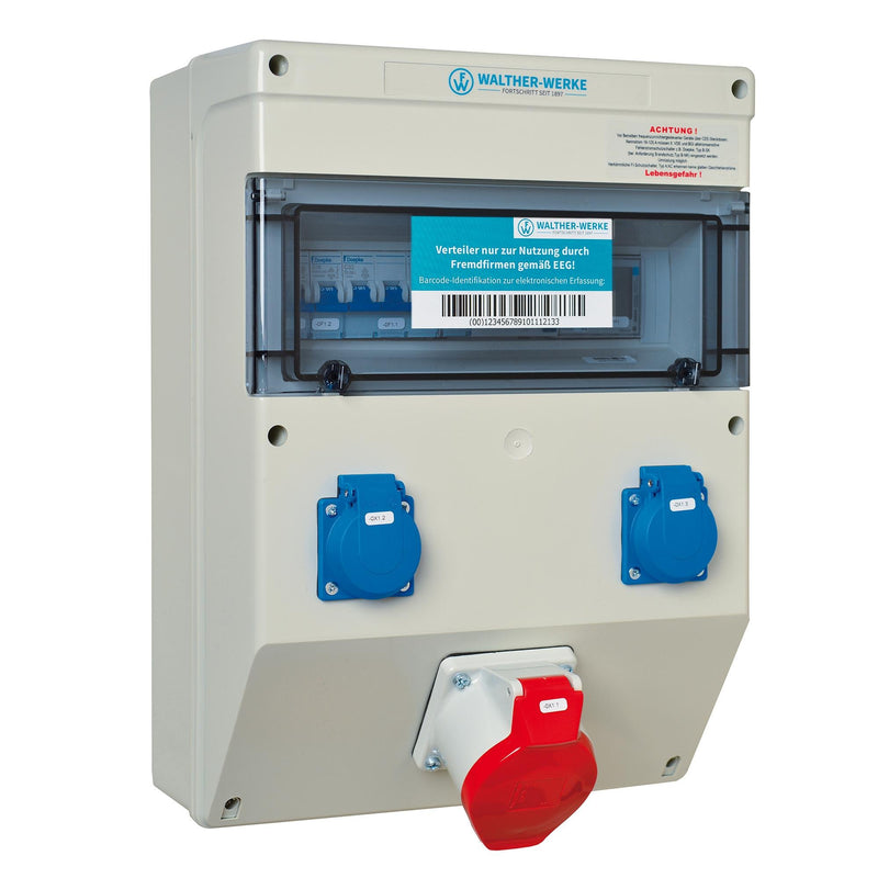 Walther Werke - CEE-Steckdosen-Kombination (IEC 60309) Kunststoff-Steckdosenkombi 682119901 1xRCD,3xMCB,2xSchutz − 1 Stück