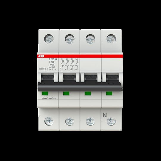 ABB Stotz S&J - Leitungsschutzschalter Sicherungsautomat S203-K3NA 6 kA, 3 A, 3P+NA
