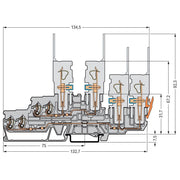 WAGO - Durchgangs-Reihenklemme 2Leiter/2PinDoppelstockkl. 870-131 2,5 mm²,grau − 40 Stück
