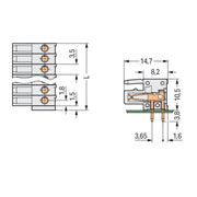 WAGO - Leiterplattensteckverbinder THT-Federleiste abgewink. 734-534 3,5mm,lichtgrau − 100 Stück