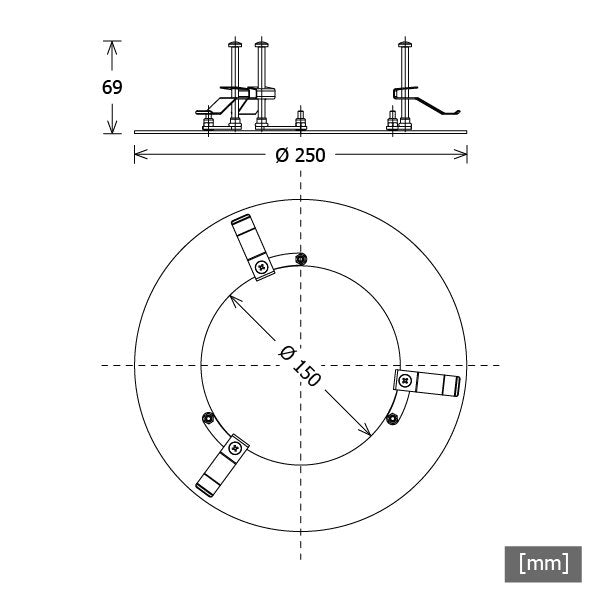 LTS Licht&Leuchten - Mechanisches Zubehör/Ersatzteile für Leuchten Deckenausgleichsring ZDAR 150.170-230 sw DA170-230mm, schwarz