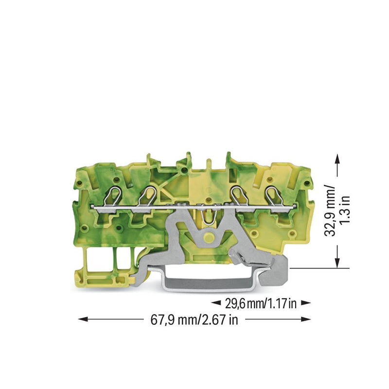 WAGO - Schutzleiter-Reihenklemme 4L-PE-Klemme 2000-1407 1qmm gn-ge TopJob − 100 Stück