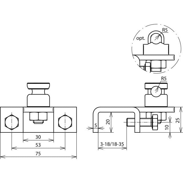 DEHN - Anschlussklemme für Blitzschutz Anschlussklemme NIRO AK610KSVWKBF318V2A f. Profile 3-18mm