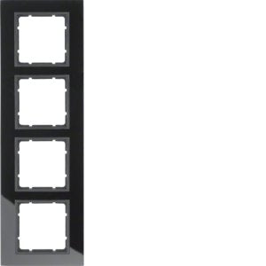 Berker - Abdeckrahmen Glasrahmen 10146616 schwarz 4fach