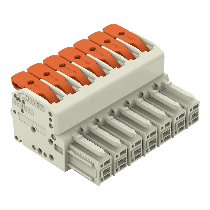 WAGO - Ein- und mehrpolige Klemmenleiste 1-Leiter-Federleiste 831-1107/000-004 Push-in CAGECLAMP,sw − 12 Stück