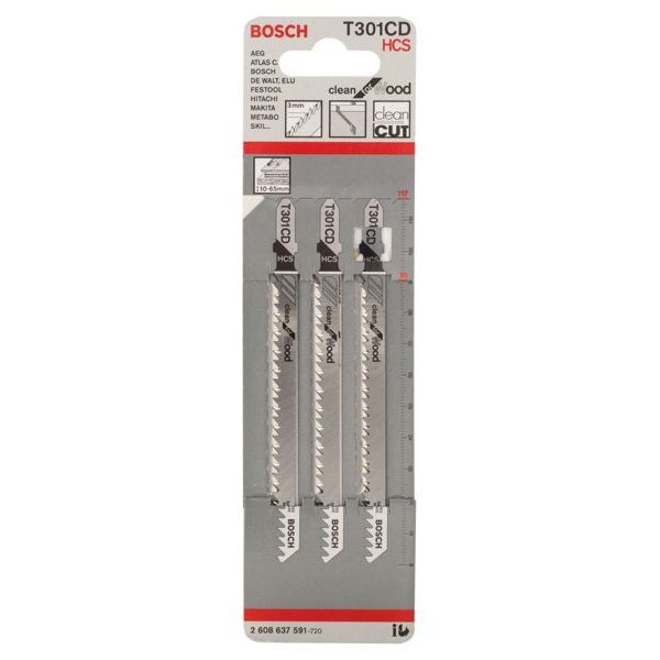 Bosch - Stichsägeblatt Clean for Wood, 3er-Pack 2608637591