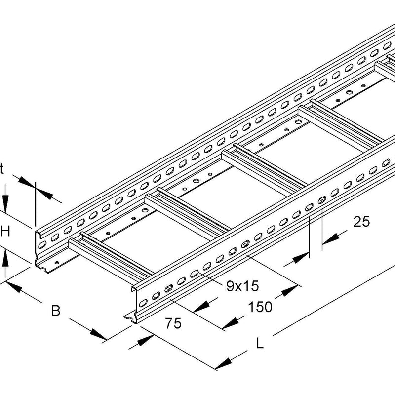 Niedax - Kabelleiter Kabelleiter, 60x300x6000 KL 60.315 E5 60x300x6000mm − 6 Meter