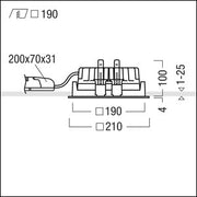 Zumtobel Group - Downlight/Strahler/Flutlicht LED - Deckeneinbauleuchte PANOS EVO #60816129 Q190L 840 LDO WH WH