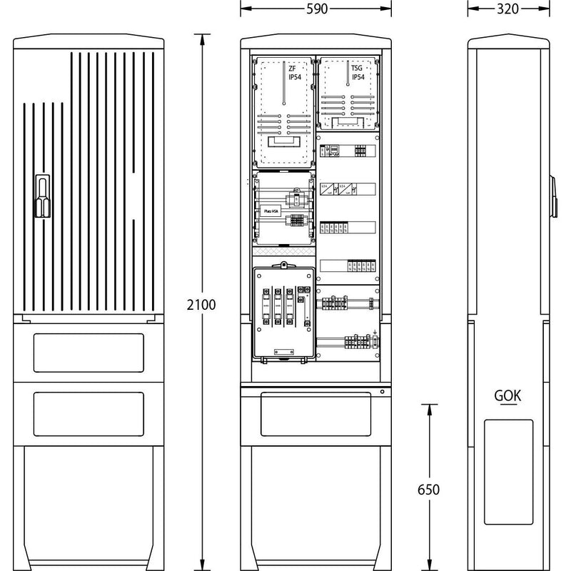 uesa - Zähler-Komplettschrank Straßenbeleuchtungssäule SBS4GTSG Thü.Energie 2100x590x320mm