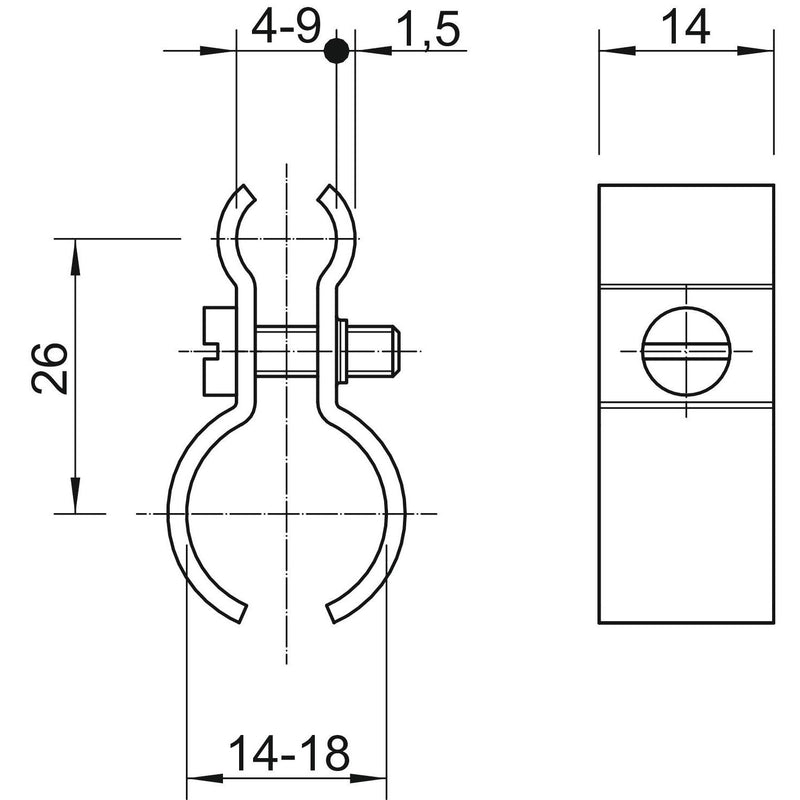 OBO Bettermann - Spanndrahtschelle 1020 14-18 G − 50 Stück