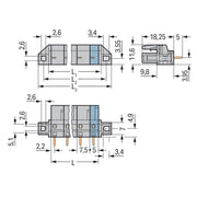 WAGO - Leiterplattensteckverbinder THT-Federleiste gerade 232-741/031-000 Maß 7,5mm,grau − 10 Stück