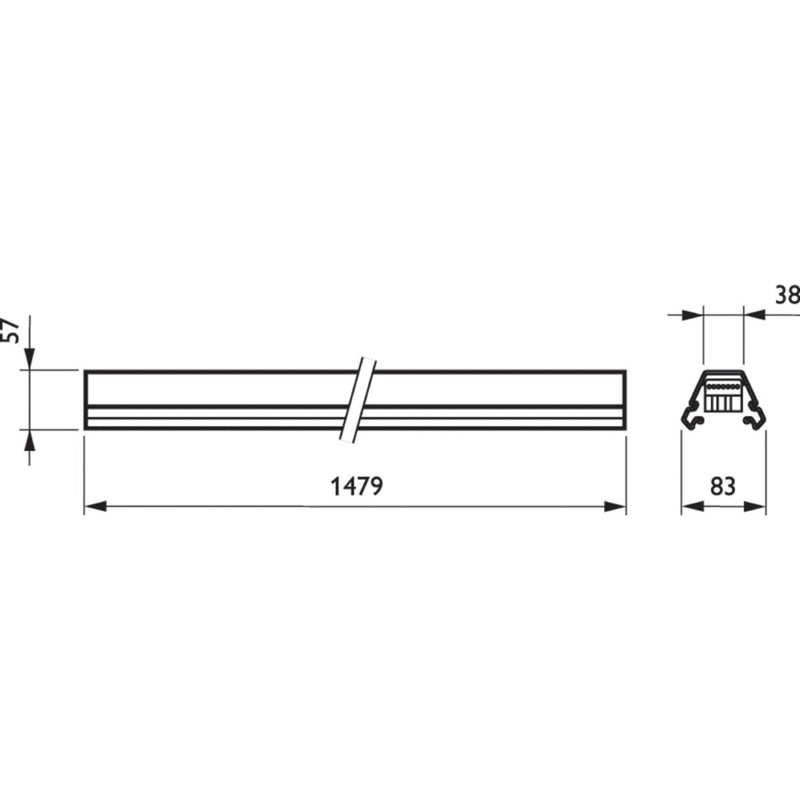 Philips Lighting - Tragschiene für Lichtbandsystem Tragschiene mit DV 4MX656 491 7x2.5 WH 1-längig 49W
