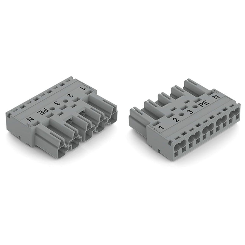 WAGO - Steckverbinder für steckbare Gebäudeinstallation Stecker 5-polig 770-255/062-000 Kod. B,grau − 50 Stück