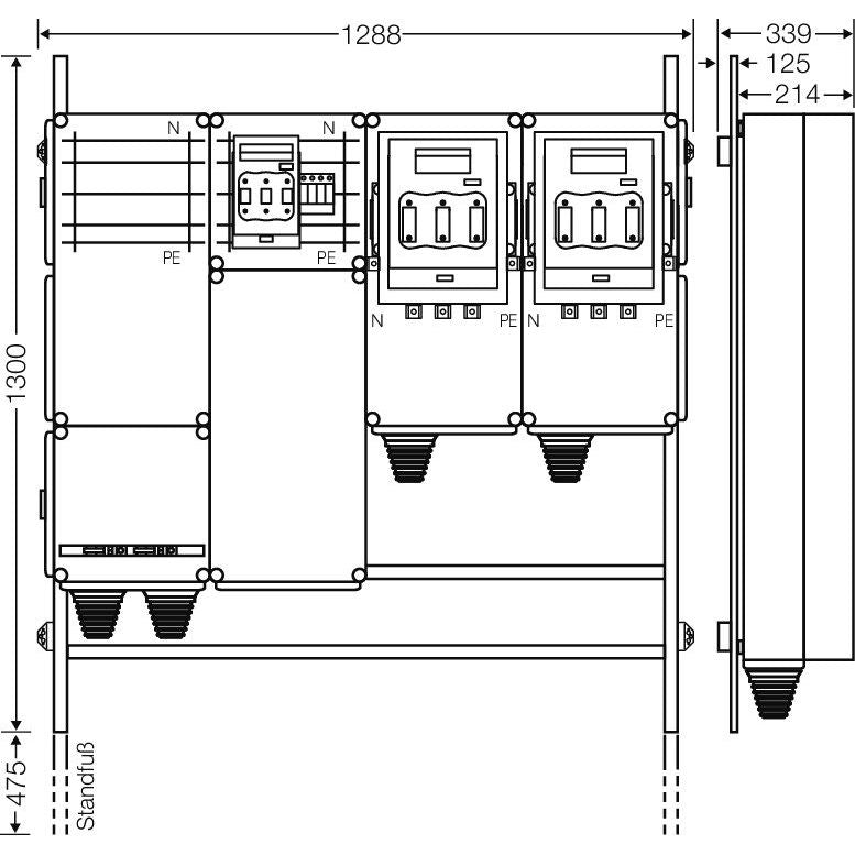 Hensel - Verteilerschrank für Energieversorgung Ladeverteiler Mi EV 140kW 2001 f.2 Abgänge a 140kW
