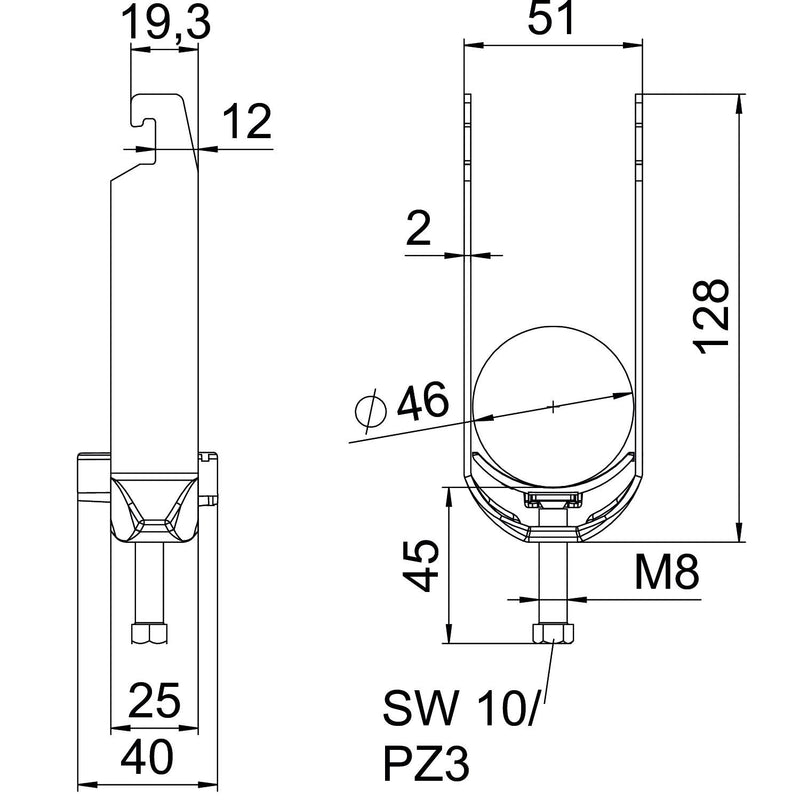 OBO Bettermann - Bügelschelle BS-U2-K-46 ALU 2-fach − 50 Stück