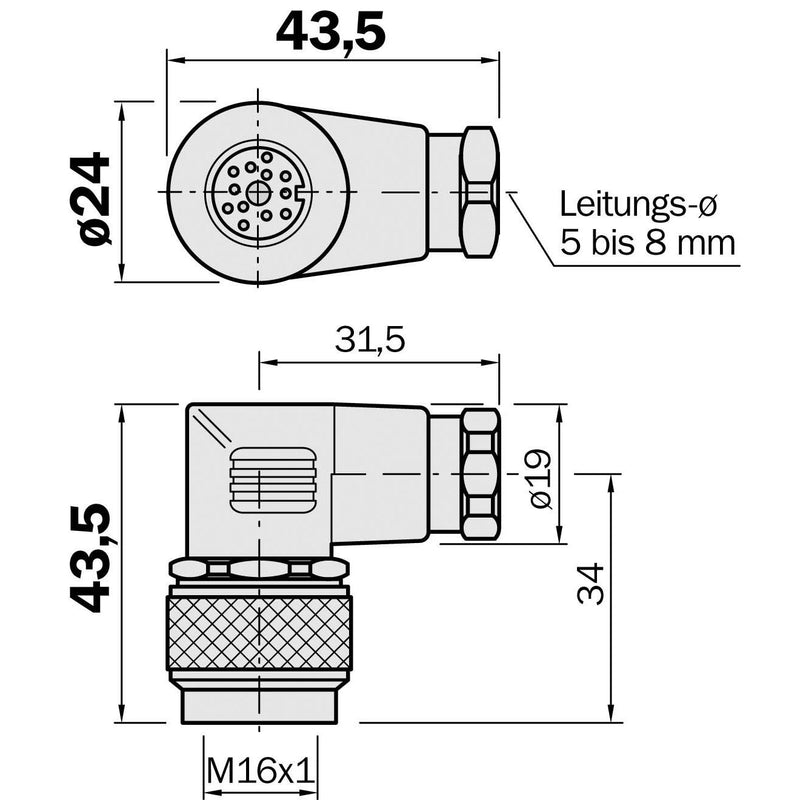 Sick - Rundsteckverbinder, feldkonfektionierbar (Industriesteckverbinder) Leitungsdose 6007988