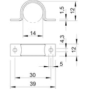 OBO Bettermann - Befestigungsschelle für Kabel/Rohre Leitungsschelle WN 7855 B 14 ge.chromat. − 100 Stück