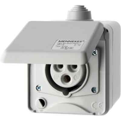 Berker - CEE-Steckdose (IEC 60309) CEE-Steckdose 3-polig Ap 558101 16A m.Klappdeckel