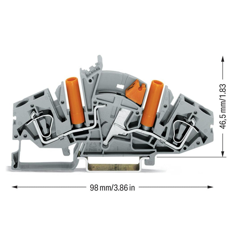 WAGO - Trenn- und Messtrenn-Reihenklemme Trennklemme 282-821 2-L., orange 4qmm − 20 Stück